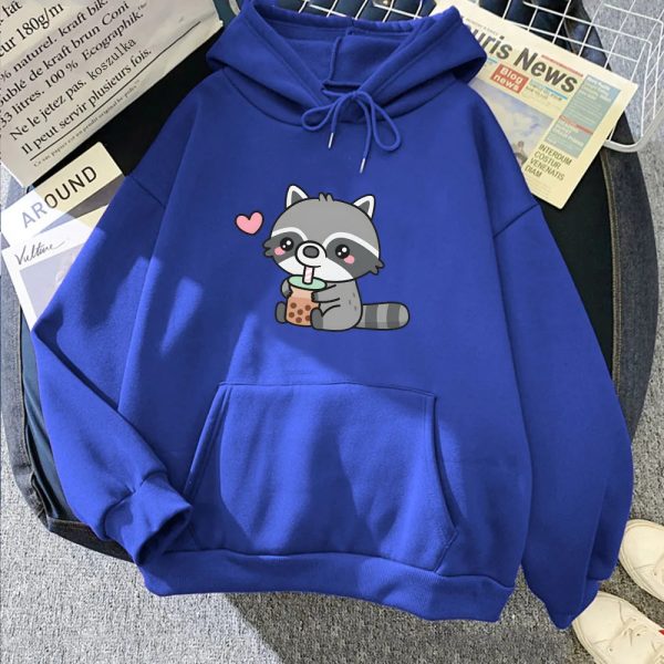 Cute Raccoon Drinking Bubble Milk Tea Unisex Hoodie