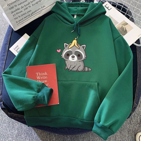 Cute Raccoon with Banana Peel Unisex Hoodie