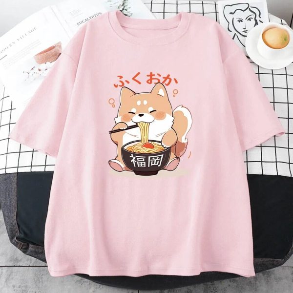 Cute Shiba Inu Slurping Ramen Unisex Tee