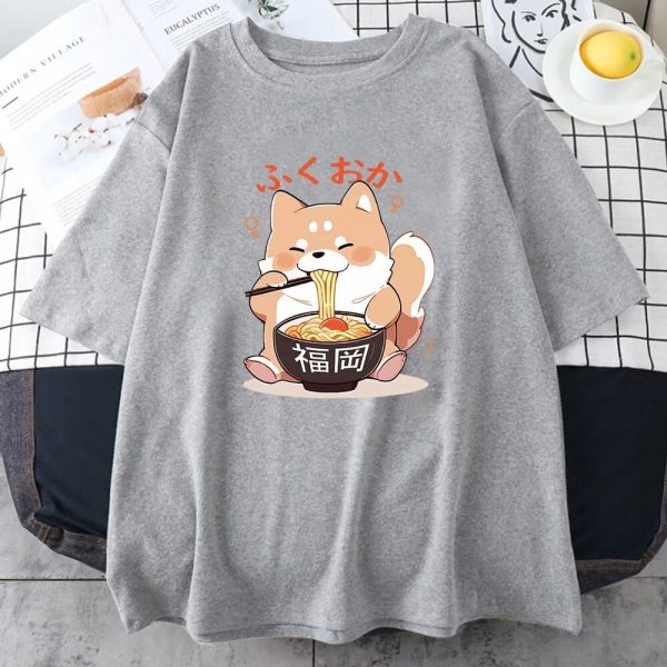 Cute Shiba Inu Slurping Ramen Unisex Tee