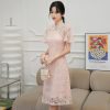 Dainty Lace Chinese Traditional Qipao Cheongsam Dress