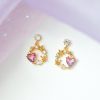 Circle of Love Heart Gold-Plated Hanging Stud Earrings