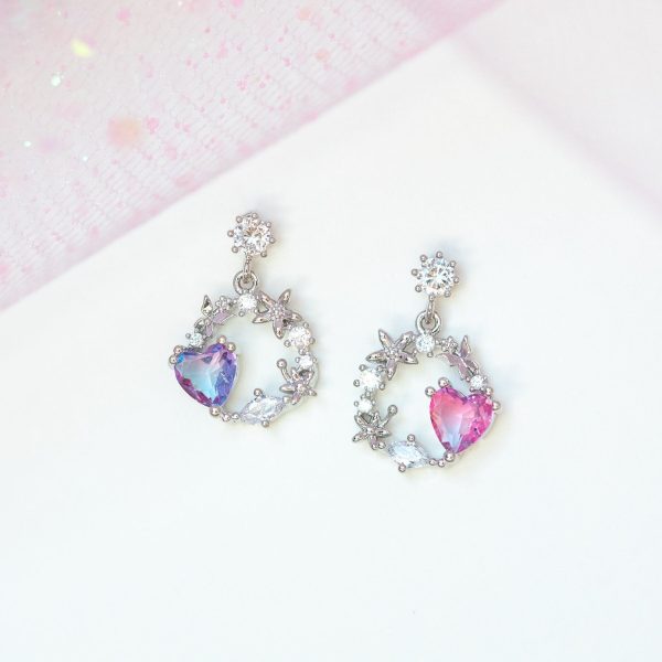 Circle of Love Heart Gold-Plated Hanging Stud Earrings