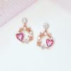Circle of Love Heart Gold-Plated Hanging Stud Earrings