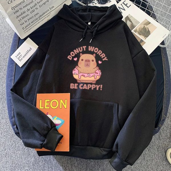Don't Worry Be Cappy Capybara Donut Unisex Hoodie