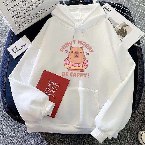 Don't Worry Be Cappy Capybara Donut Unisex Hoodie