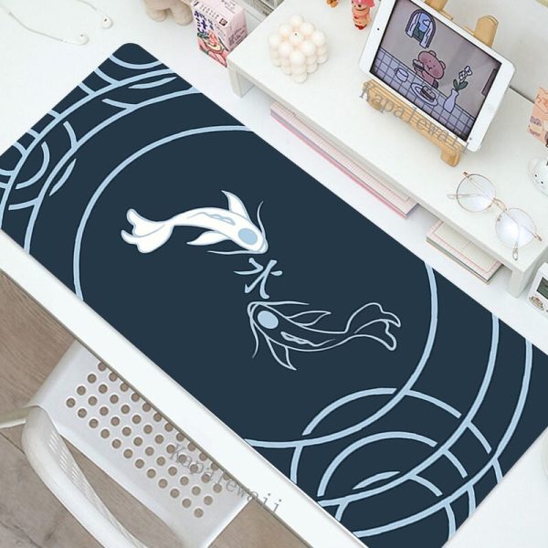 Double Koi Fish Pink Navy Large Mouse Pad