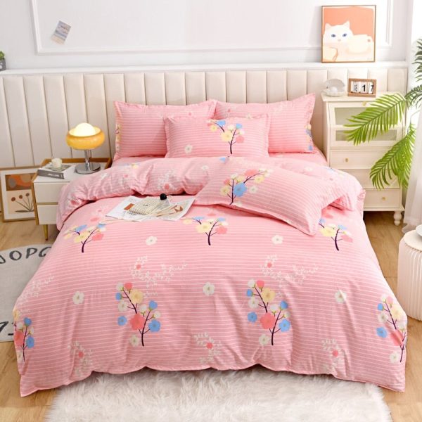 Elegant Blue Pink Floral Bedding Set Collection