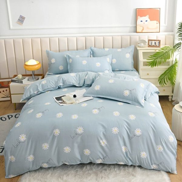 Elegant Blue Pink Floral Bedding Set Collection
