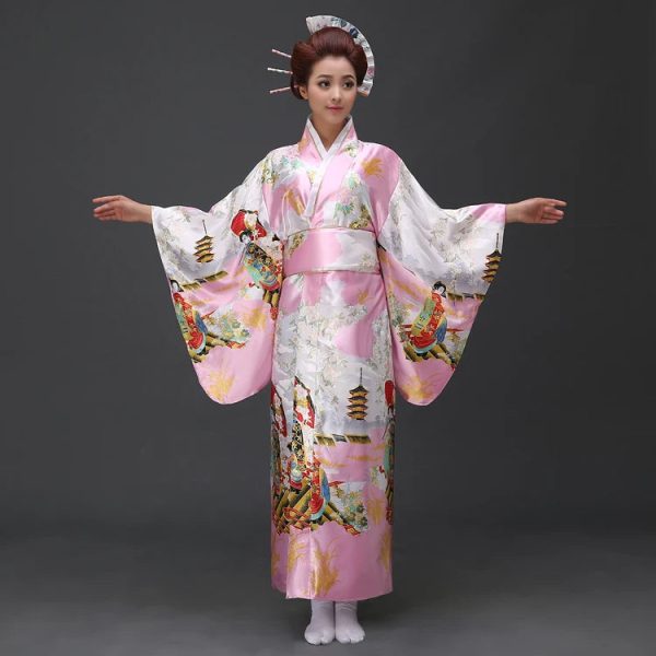 Long Traditional Japanese-themed Cloudy Women's Kimono
