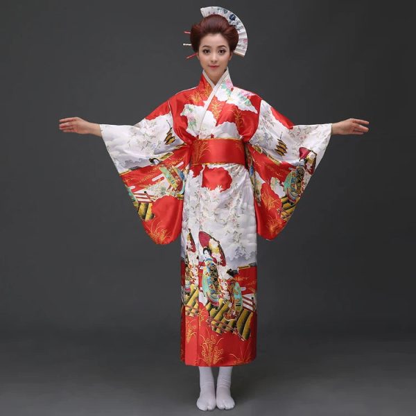 Long Traditional Japanese-themed Cloudy Women's Kimono