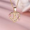 Flora Heart Initial Gold Women's Necklace