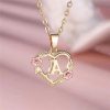 Flora Heart Initial Gold Women's Necklace