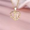 Flora Heart Initial Gold Women's Necklace
