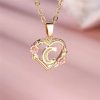 Flora Heart Initial Gold Women's Necklace