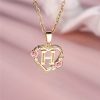 Flora Heart Initial Gold Women's Necklace