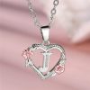 Bloom Heart Initial Silver Women's Necklace