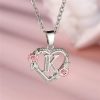 Bloom Heart Initial Silver Women's Necklace