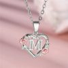 Bloom Heart Initial Silver Women's Necklace