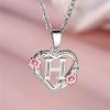 Bloom Heart Initial Silver Women's Necklace