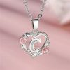 Bloom Heart Initial Silver Women's Necklace