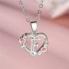 Bloom Heart Initial Silver Women's Necklace