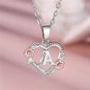Bloom Heart Initial Silver Women's Necklace