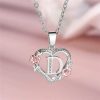 Bloom Heart Initial Silver Women's Necklace