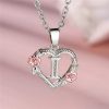 Bloom Heart Initial Silver Women's Necklace