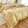 Floral Yellow Green Ruffles 100% Cotton 3pc Bedding Set
