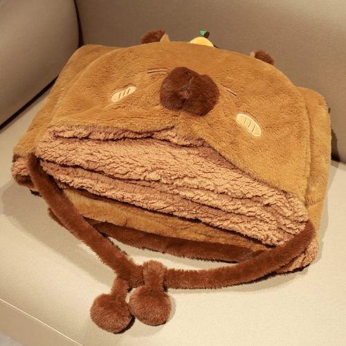 Fluffy Capybara Cloak Hooded Blanket Cape