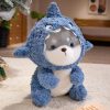 Fluffy Dog & Cat in Shark Outfit Plushie