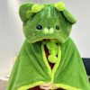 Fluffy Green Cat Cloak Hooded Blanket Cape