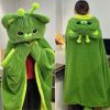 Fluffy Green Cat Cloak Hooded Blanket Cape