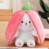 Fluffy Strawberry Carrot Bunny Zip Up Plushie