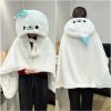 Fluffy White Seal Cloak Hooded Blanket Cape