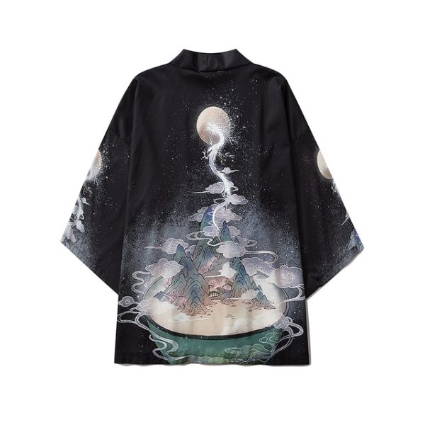 Fox Cranes Dragon Japanese Women Kimono Robe Cardigan