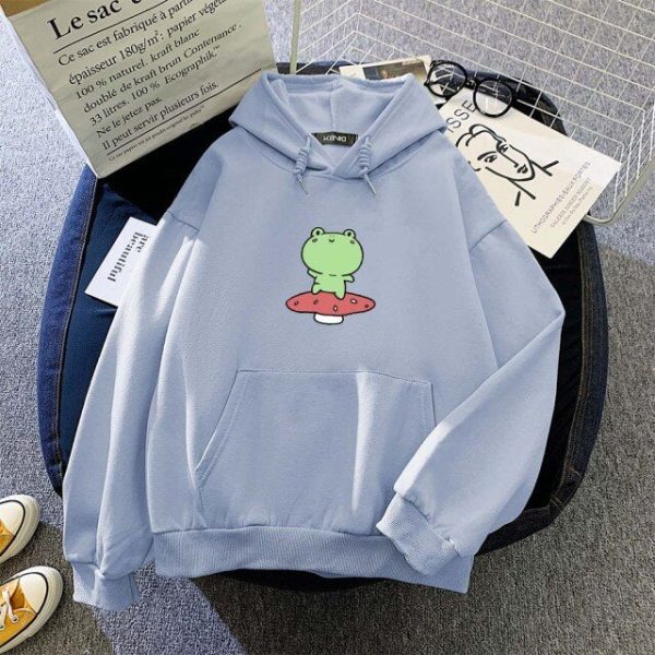 Friendly Frog Dancing on Mushroom Hoodie
