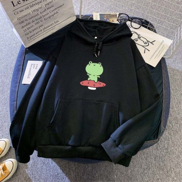 Friendly Frog Dancing on Mushroom Hoodie