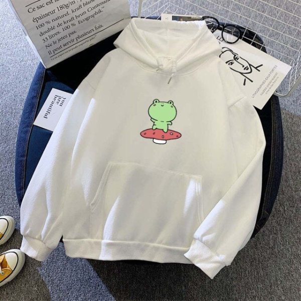 Friendly Frog Dancing on Mushroom Hoodie