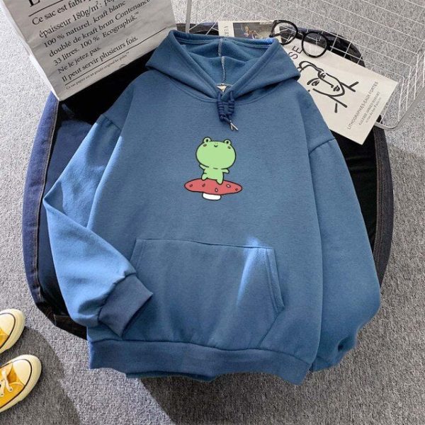 Friendly Frog Dancing on Mushroom Hoodie