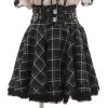Gothic Heart Bow High Waist Black Plaid Skirt