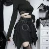 Gothic Witch Punk Irregular Black Skirt