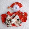 Handmade Labubu Japanese Kitsune Kimono Fan Outfit