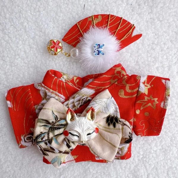 Handmade Labubu Japanese Kitsune Kimono Fan Outfit
