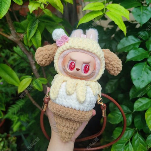 Handmade Vanilla Ice Cream Cone Labubu Outfit