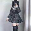 Harajuku Black Plaid Hearts Laced Lolita Women's Dress