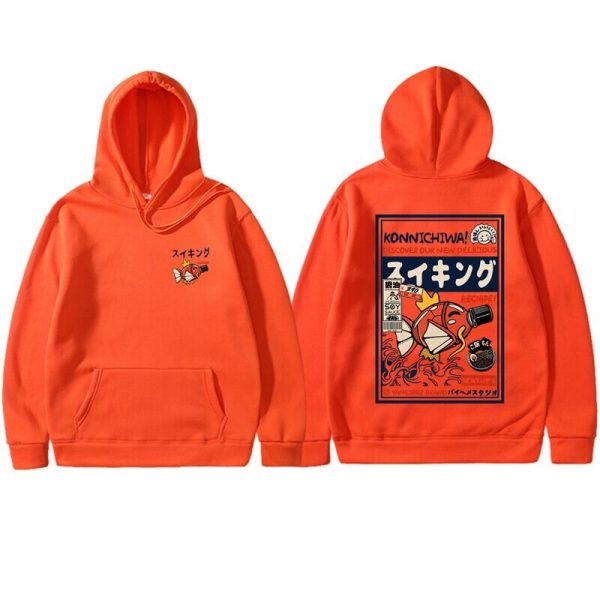 Harajuku Japanese Fish Konnichiwa Poster Unisex Hoodie