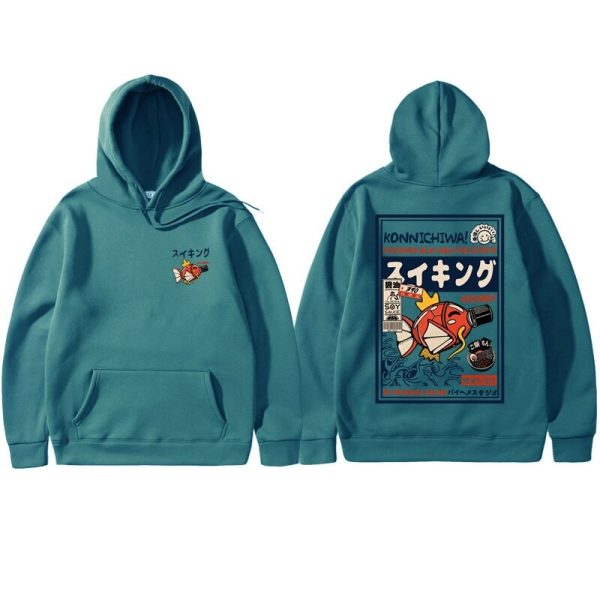 Harajuku Japanese Fish Konnichiwa Poster Unisex Hoodie