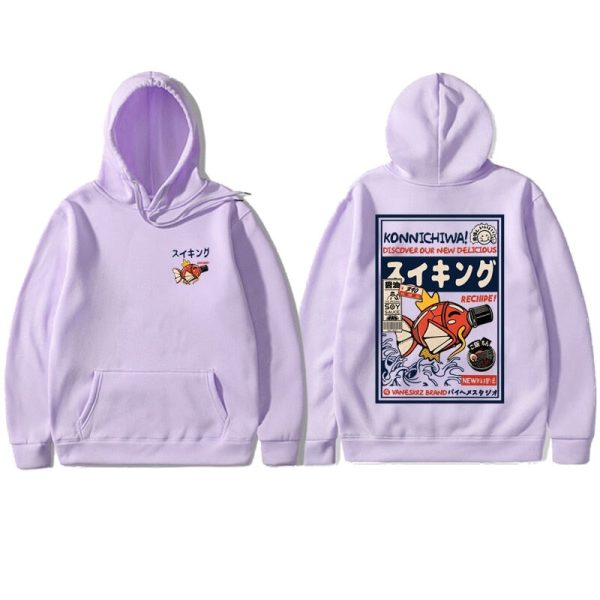 Harajuku Japanese Fish Konnichiwa Poster Unisex Hoodie